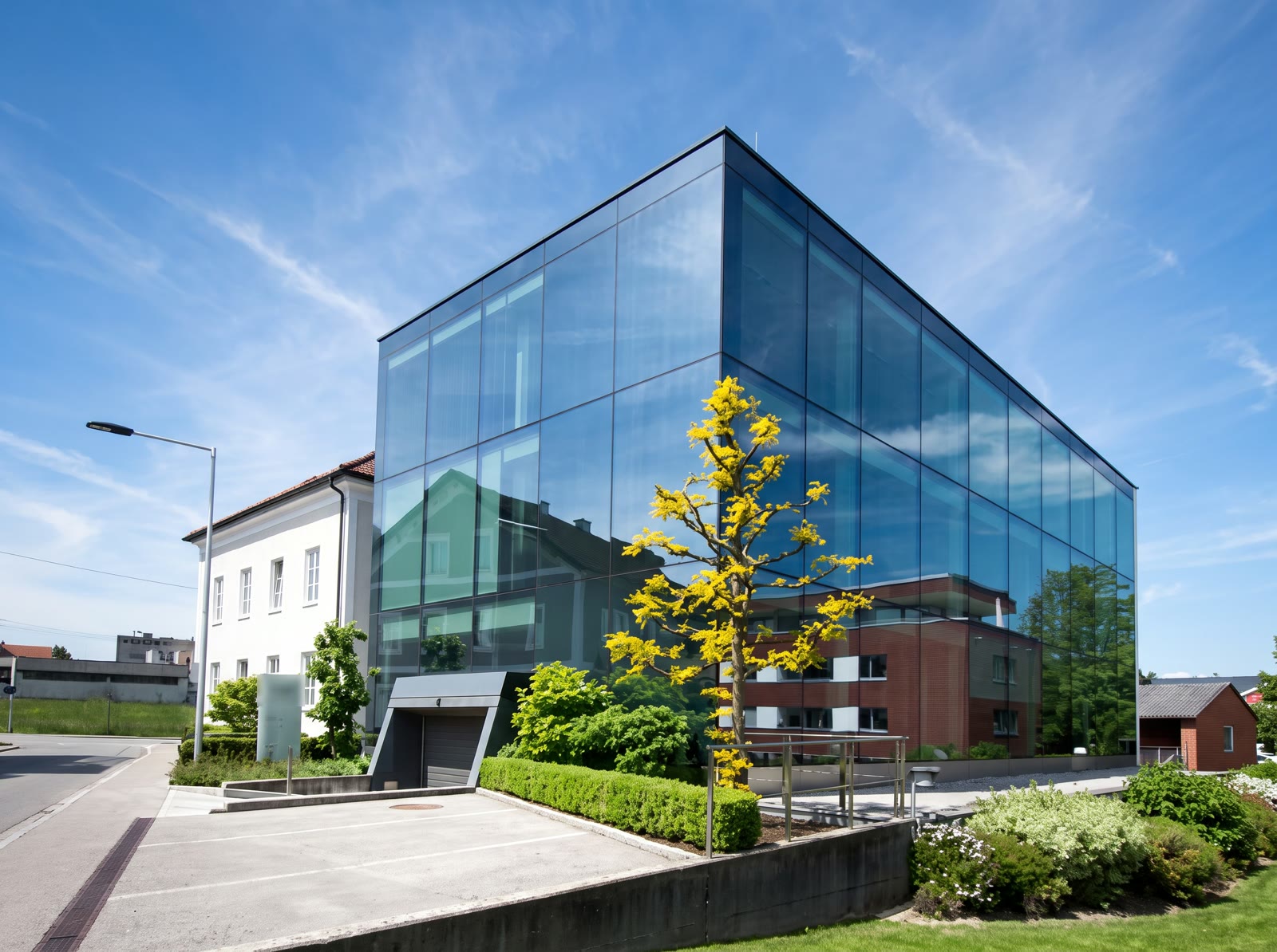 Glass façade of the office building