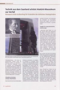 bauPARTNER 01/2009: Tecnologia dal Saarland protegge il Mausoleo di Atatürk dal degrado