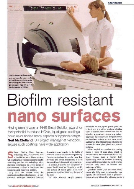 Cleanroom Technology 06/2009: أسطح نانوية مقاومة للأغشية الحيوية