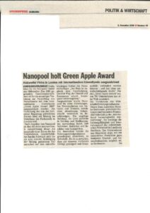 Wochenspiegel: Nanopool vince il Green Apple Award